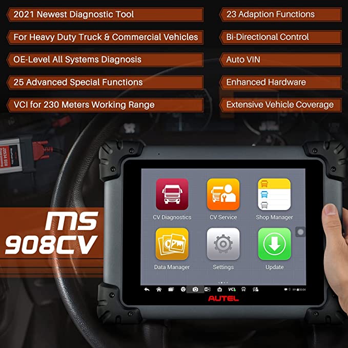 utel MaxiSys MS908CV OBD2 Diagnostic Scanner for Heavy Duty Truck