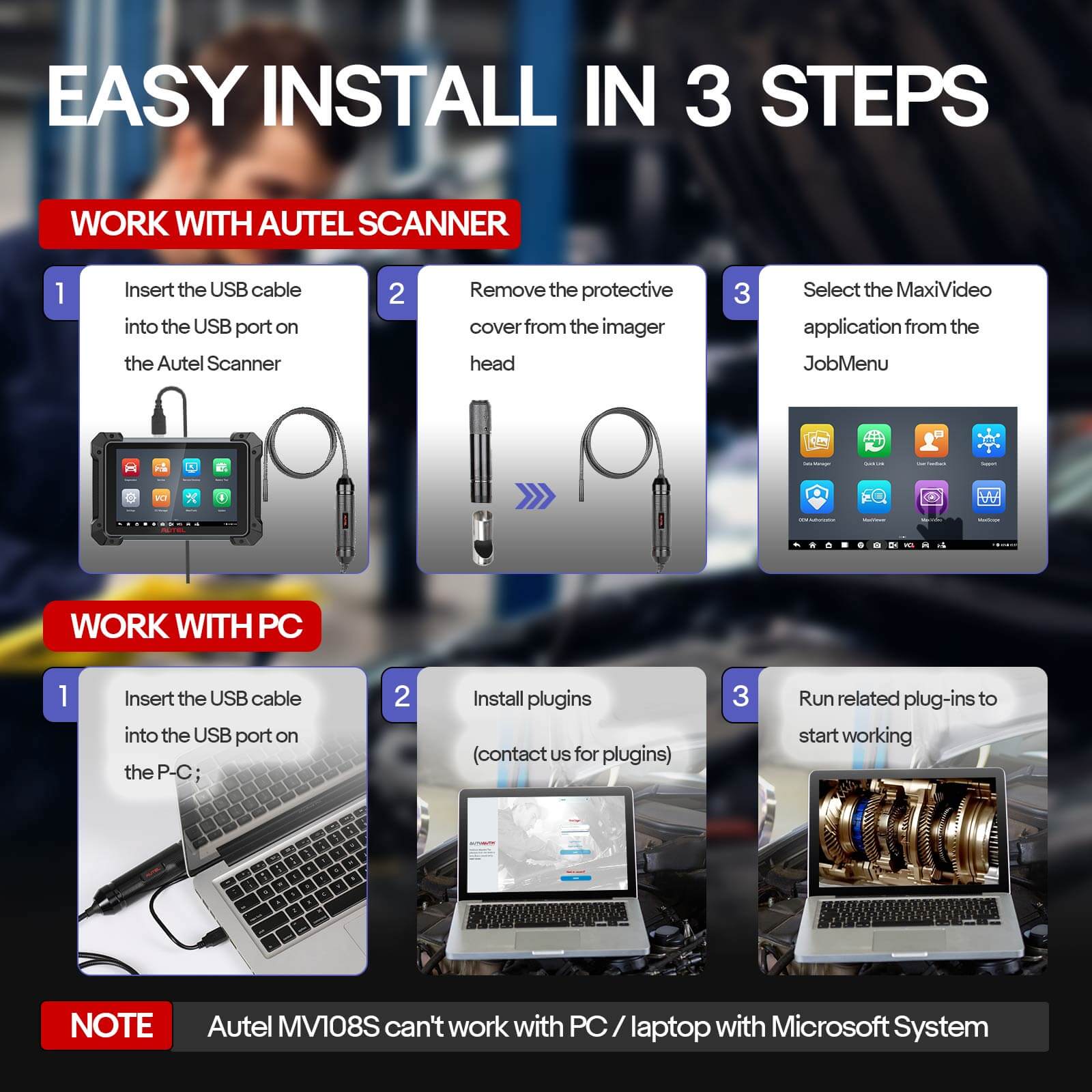 Autel MaxiVideo MV108S 8.5mm Digital Inspection Camera 5