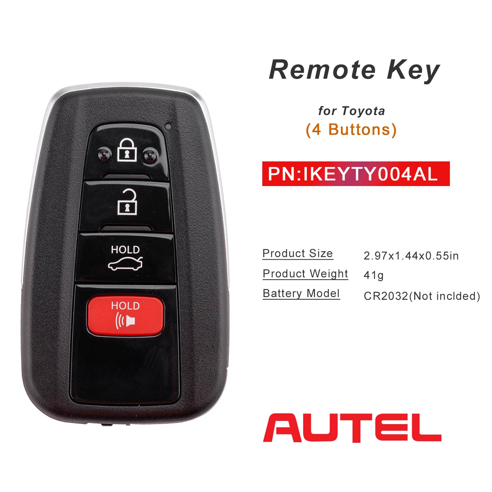 [New Arrivals] AUTEL IKEYTY004AL Remote Key 4 Buttons for Toyota 4D&8A 1 PC/ 5 PCs/ 10 PCs