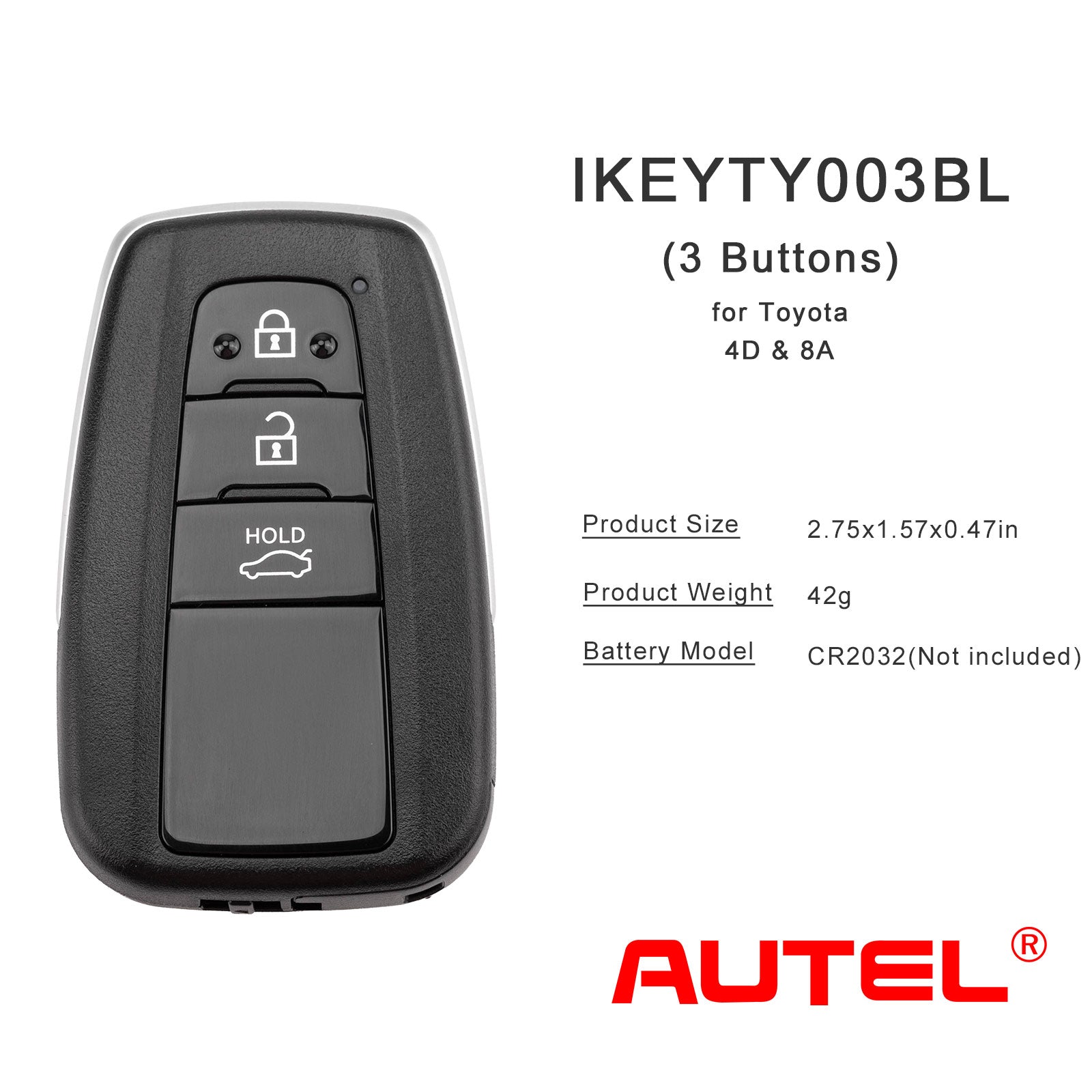 [New Arrivals] Autel IKEYTY003BL Remote Key 3 Buttons for Toyota 4D & 8A 1 PC/ 5 PCs/ 10 PCs