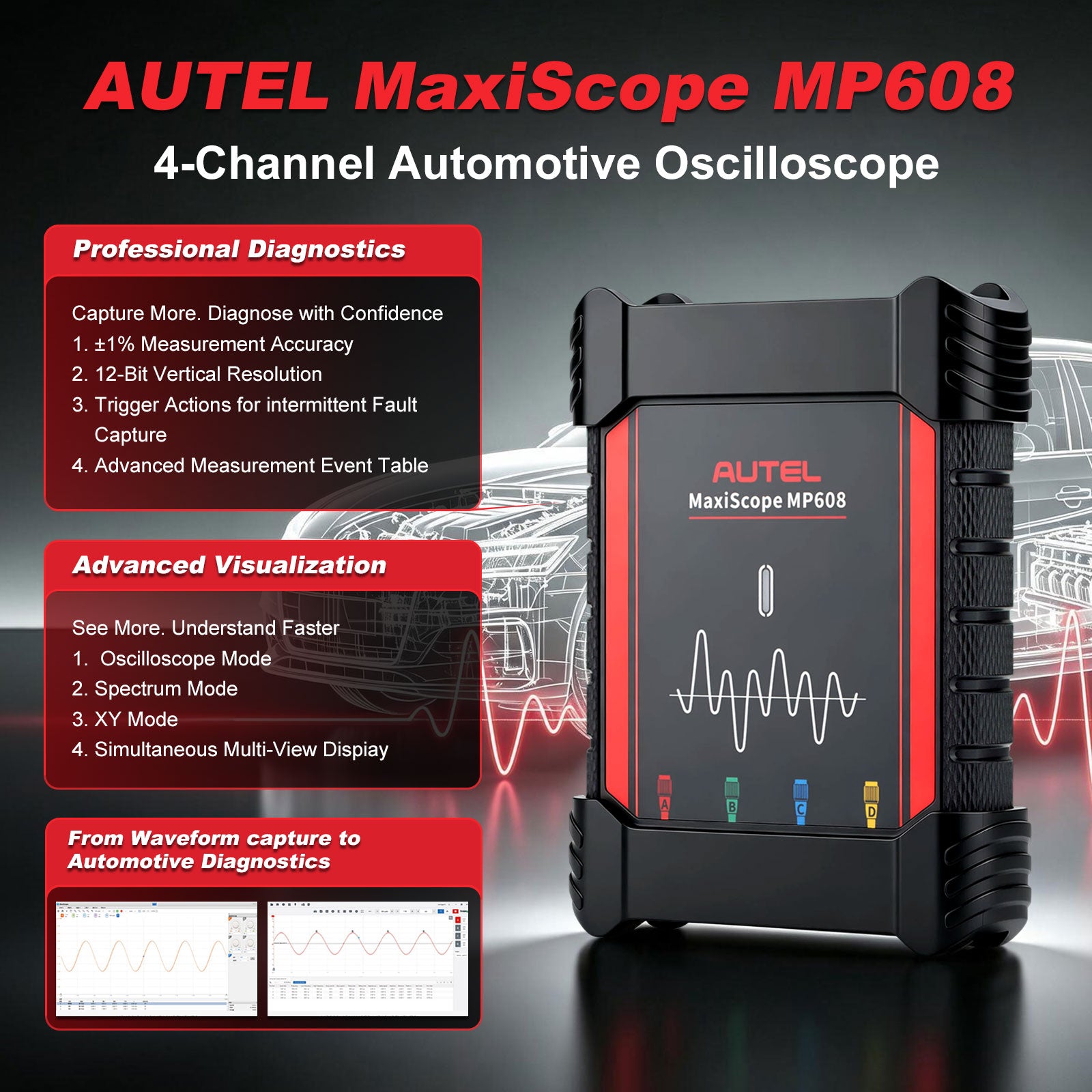 AUTEL MaxiScope MP608 4-Channel Automotive Oscilloscope 5