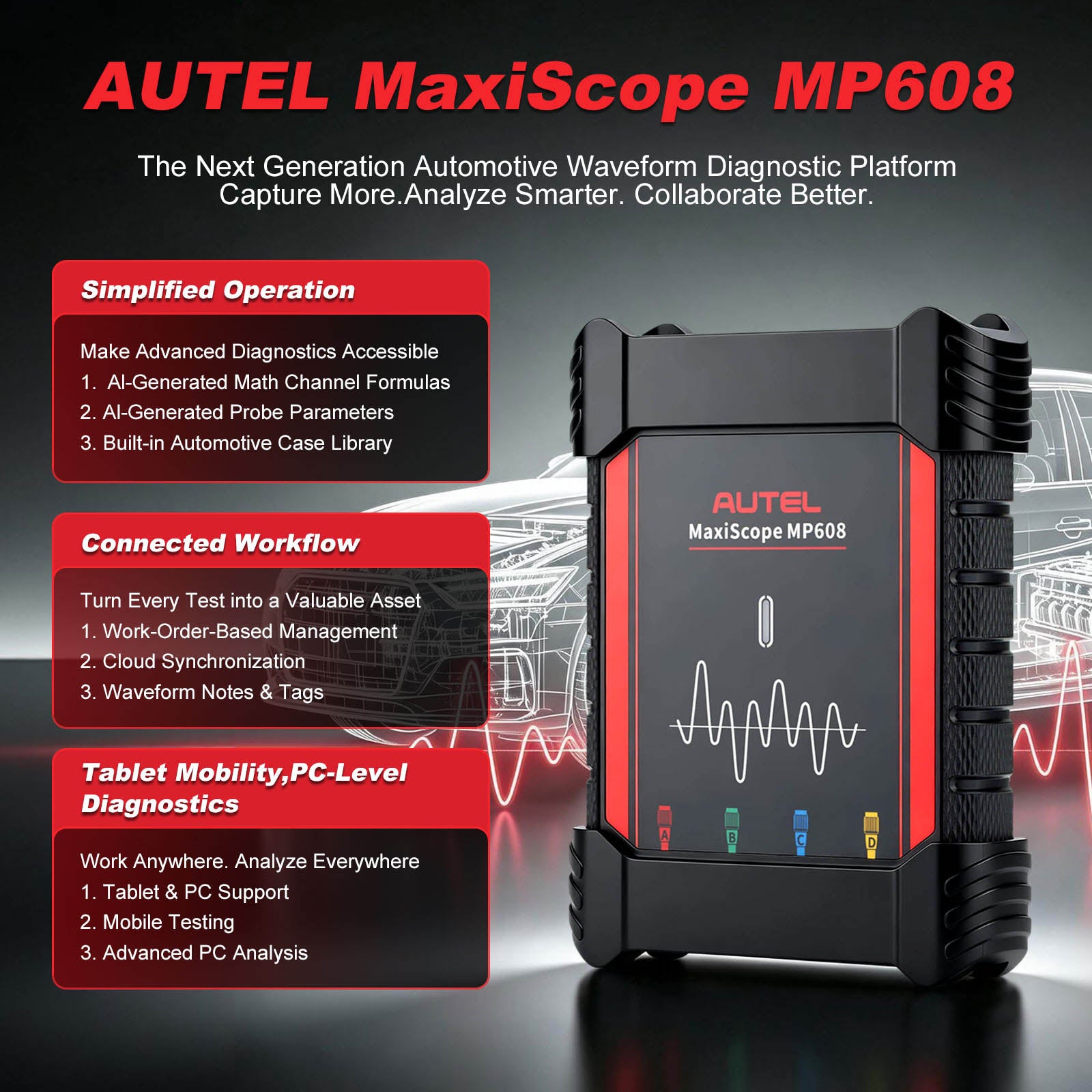 AUTEL MaxiScope MP608 4-Channel Automotive Oscilloscope 6