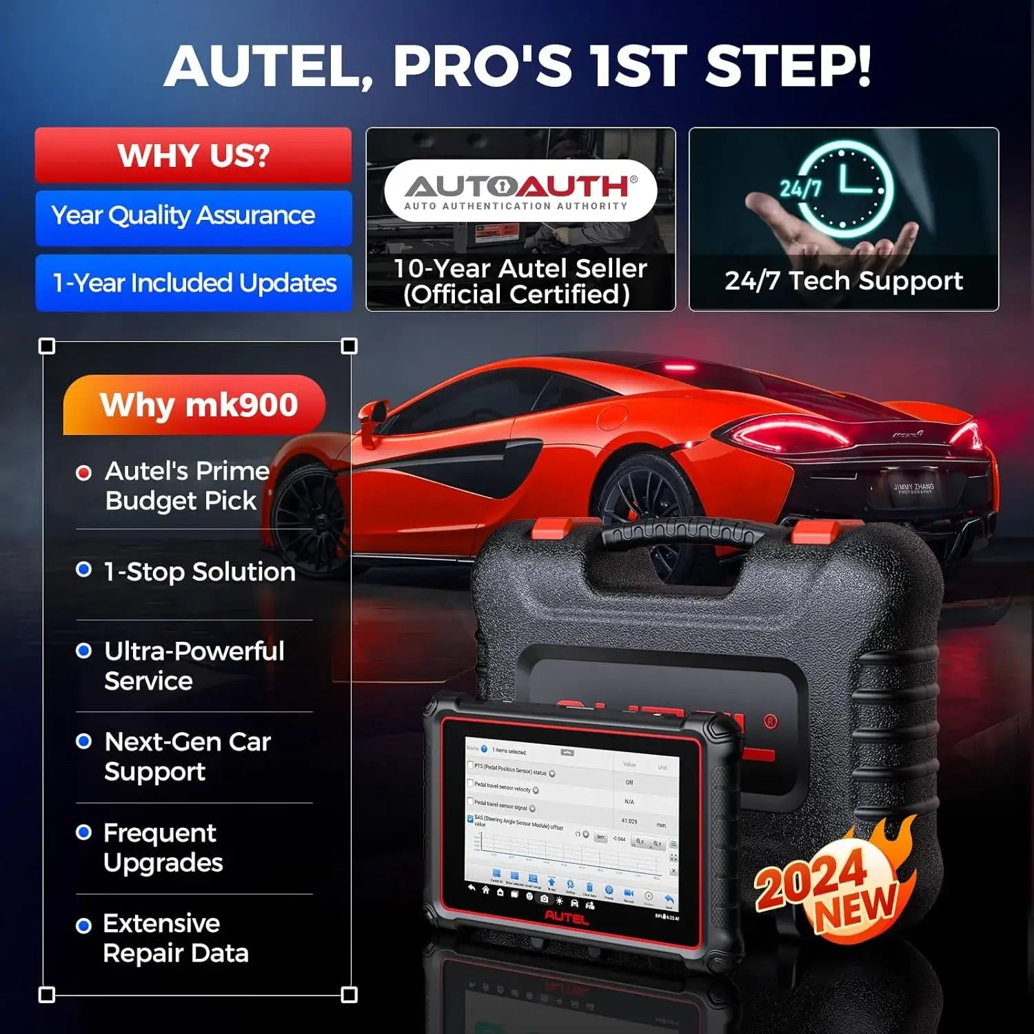 [New Arrivals] [US Ship] Autel MaxiCOM MK900 Scanner: 2024 New Ver. of MK808S, MK808BT PRO w/ 40+ Service, 3000+ Active Tests, All System Diagnose, FCA Autoauth & SGW, No-IP Limited Ver. of MaxiCheck MX808S, MX900 OBD2 Tool - AutelTool.us