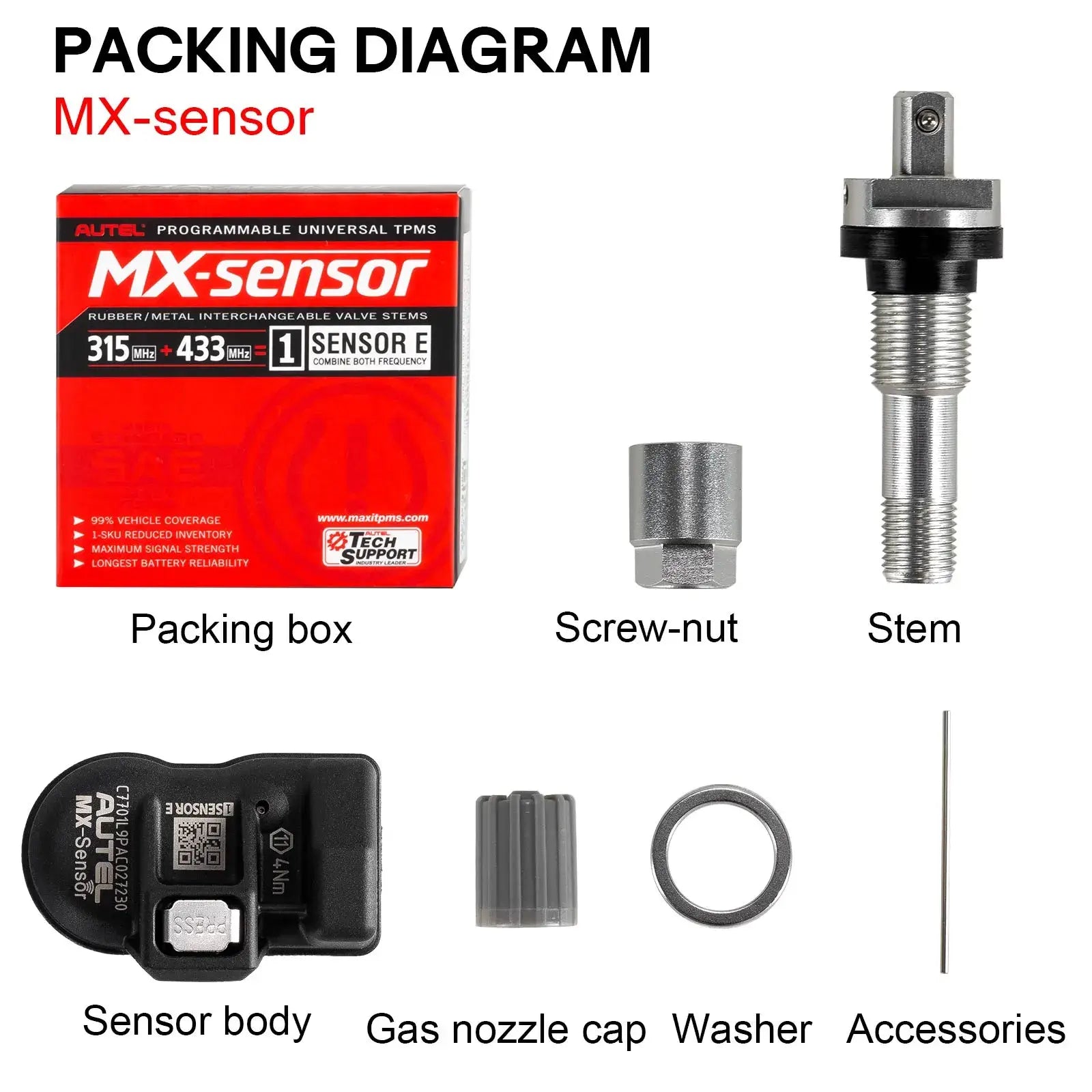 Autel Metal/Rubber MX-Sensor 1-Sensor 2 in 1 (315MHz+433MHz)