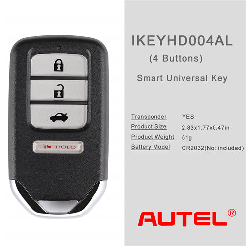 AUTEL IKEYHD004AL 4 Buttons Smart Universal Key for Honda