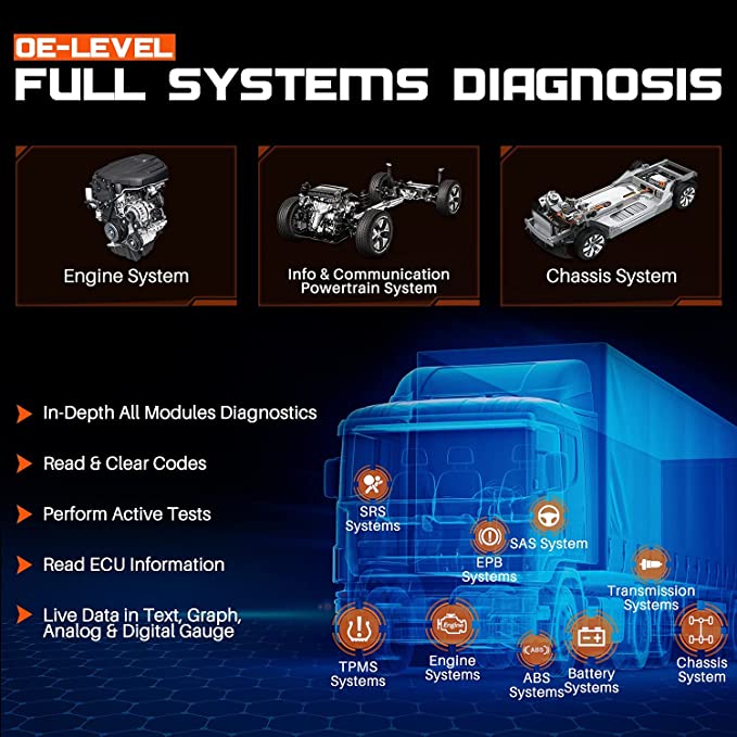utel MaxiSys MS908CV OBD2 Diagnostic Scanner for Heavy Duty Truck